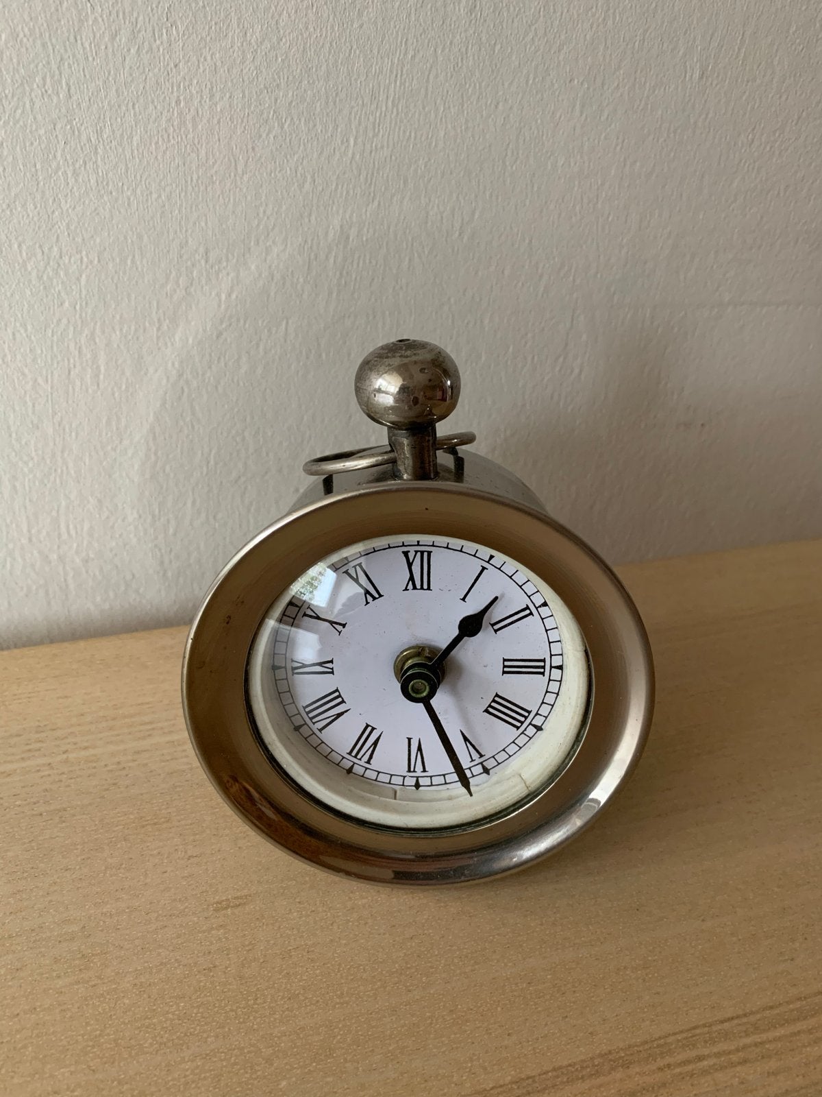 Vintage verzilverde wekker met Romeinse cijfers, Ophalen of Verzenden