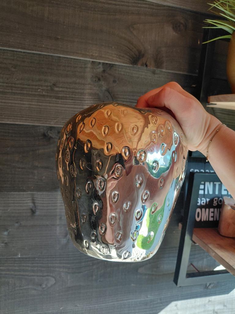 Gouden Aardbei vaas, Overige kleuren, Ophalen of Verzenden, Minder dan 50 cm, Glas