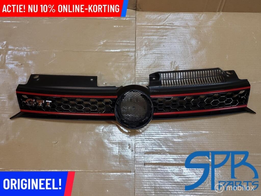 Vw GOLF 6 VI GTI LOGO GRILLE GRILL ROOD ORIGINEEL SCHADE, Gebruikt, VOLKSWAGEN, Volkswagen, Ophalen of Verzenden
