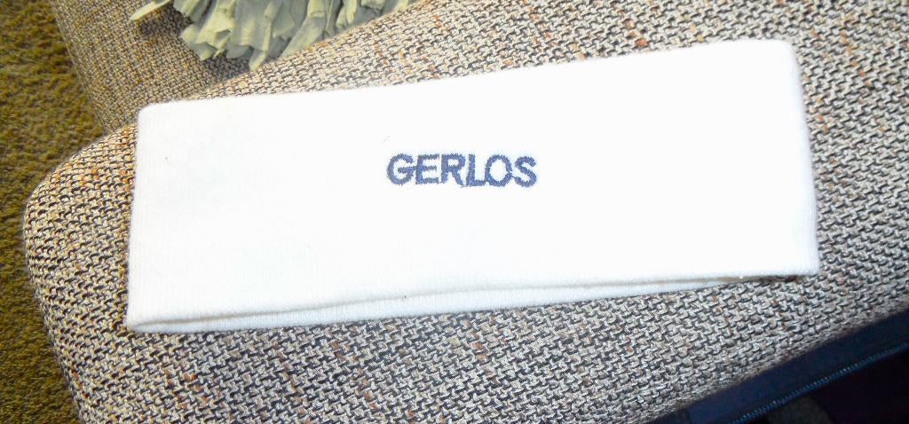 Witte haarband, met GERLOS in donkerblauw, Ophalen of Verzenden, Zo goed als nieuw
