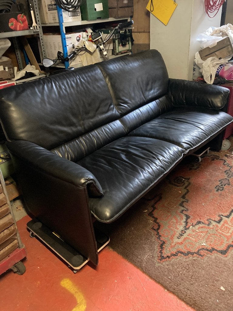 zwart leren 2 1/2 zits leolux bank Bora Beta, Ophalen, Gebruikt, Overige maten, 150 tot 200 cm