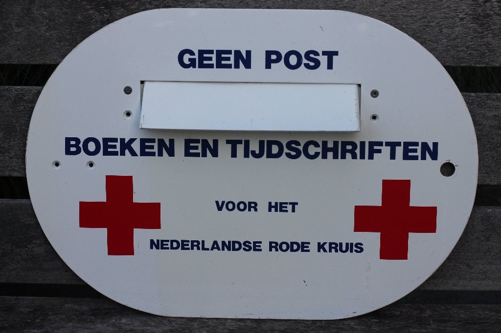 brievenbus rode kruis GEEN EMAILLE, Verzamelen, Merken en Reclamevoorwerpen, Ophalen of Verzenden, Reclamebord