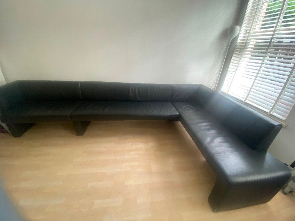 Eetbank zwartleer, Ophalen, Gebruikt, Minder dan 75 cm, 150 tot 200 cm