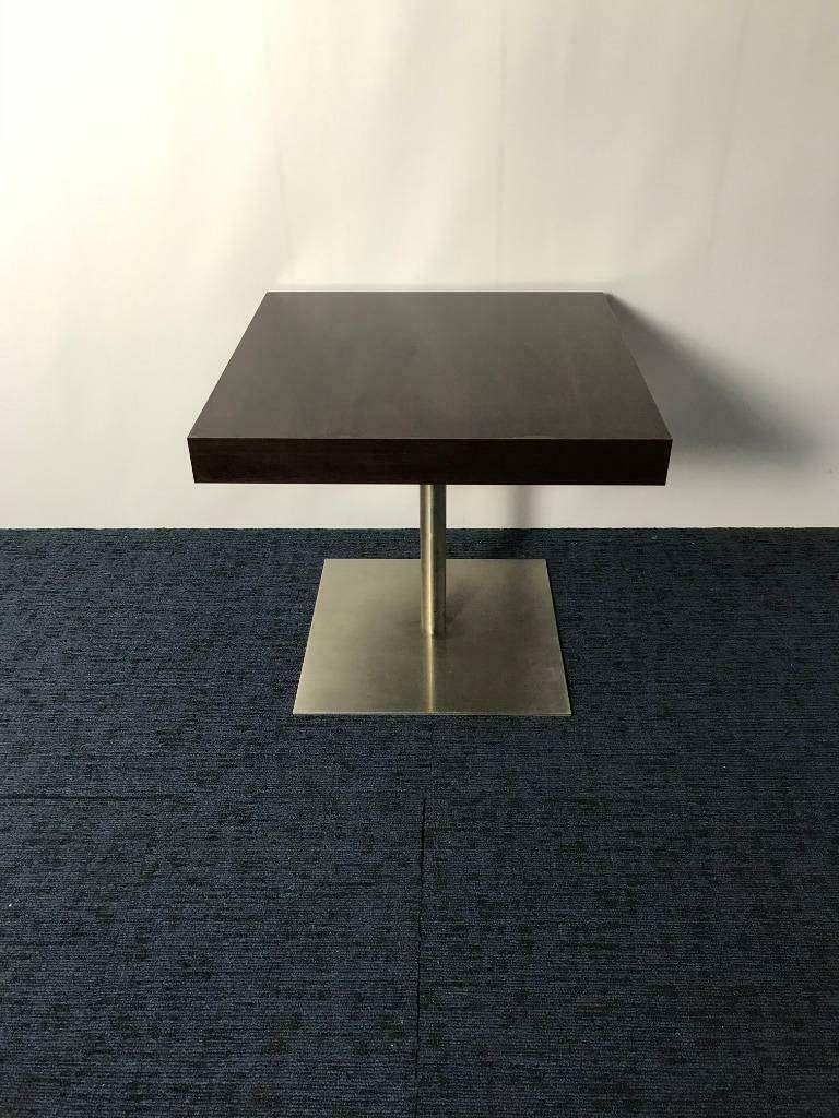 2 x Vergadertafel, antraciet eiken, chrome poot, 80 x 80 cm., Ophalen, Gebruikt