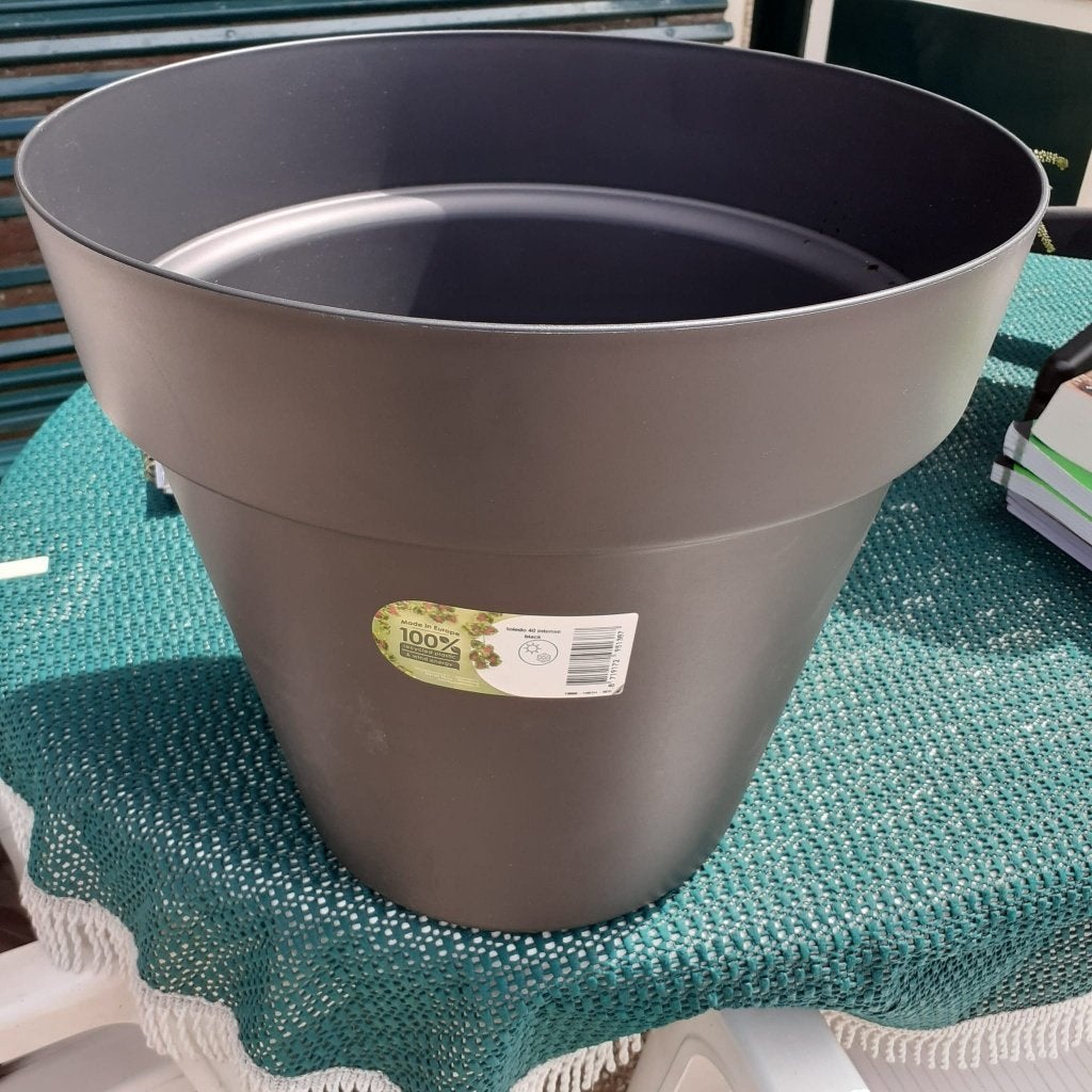 bloempot kunststof antraciet, Tuin en Terras, Bloempotten, 25 tot 40 cm, Kunststof, Rond, Nieuw