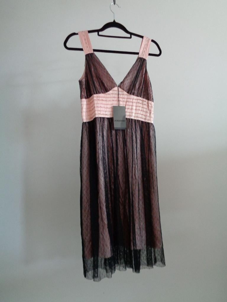 Jorando Italy designer jurk met kant, IT42-NL36 Nieuw, Zwart, Nieuw, Ophalen of Verzenden, Knielengte