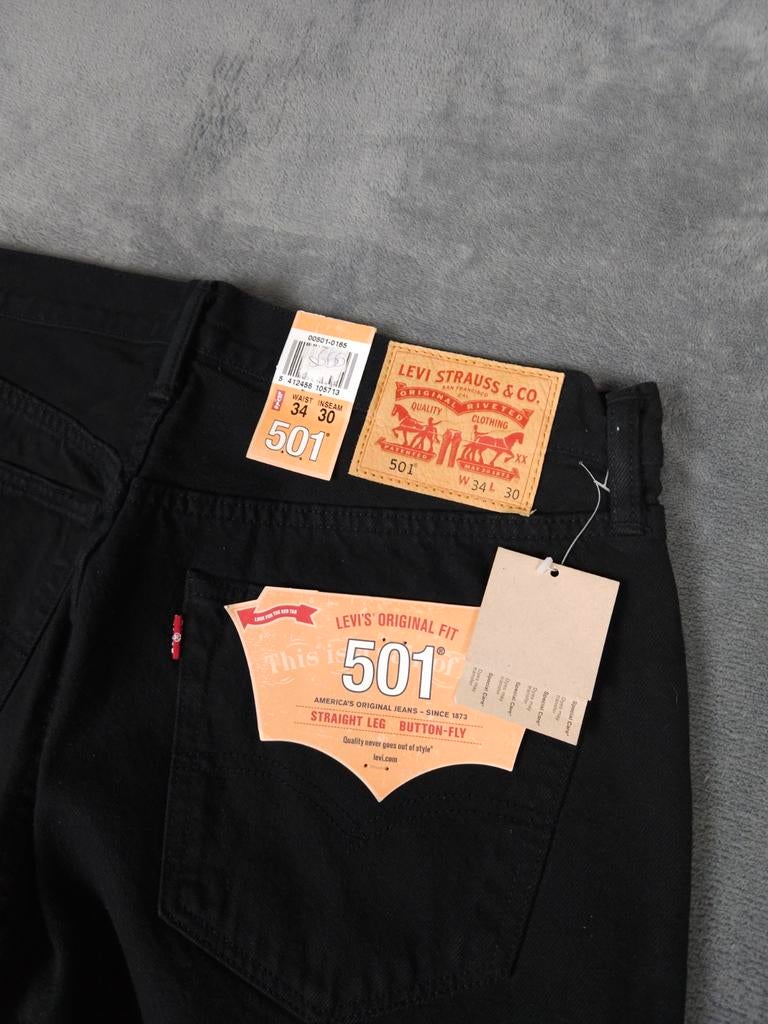 Levis 501 Broek W34 L30 Zwart 100% katoen Straight Jeans ., ., Zwart, Nieuw, Ophalen of Verzenden