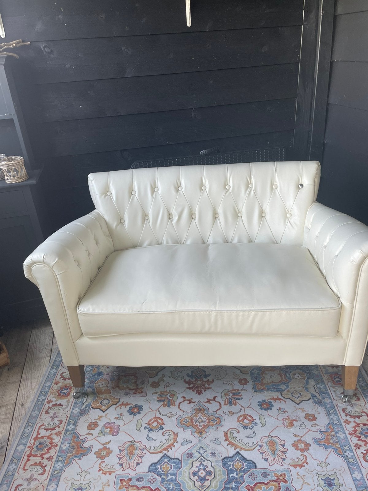 Bankje wit Riviera Maison, Huis en Inrichting, Gebruikt, Minder dan 75 cm, Tweepersoons, Ophalen of Verzenden