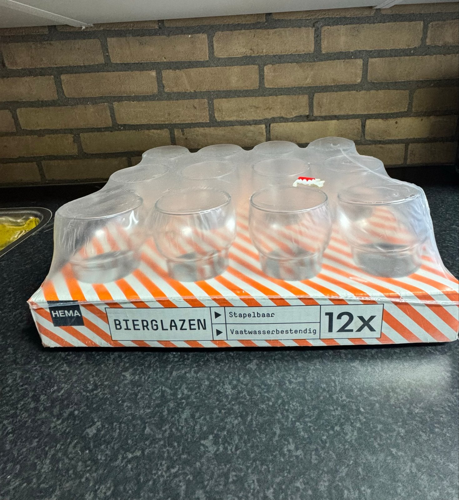 Hema Bierglazen - Set van 12, Stapelbaar & Vaatwasbestendig, Ophalen, Nieuw, Glas