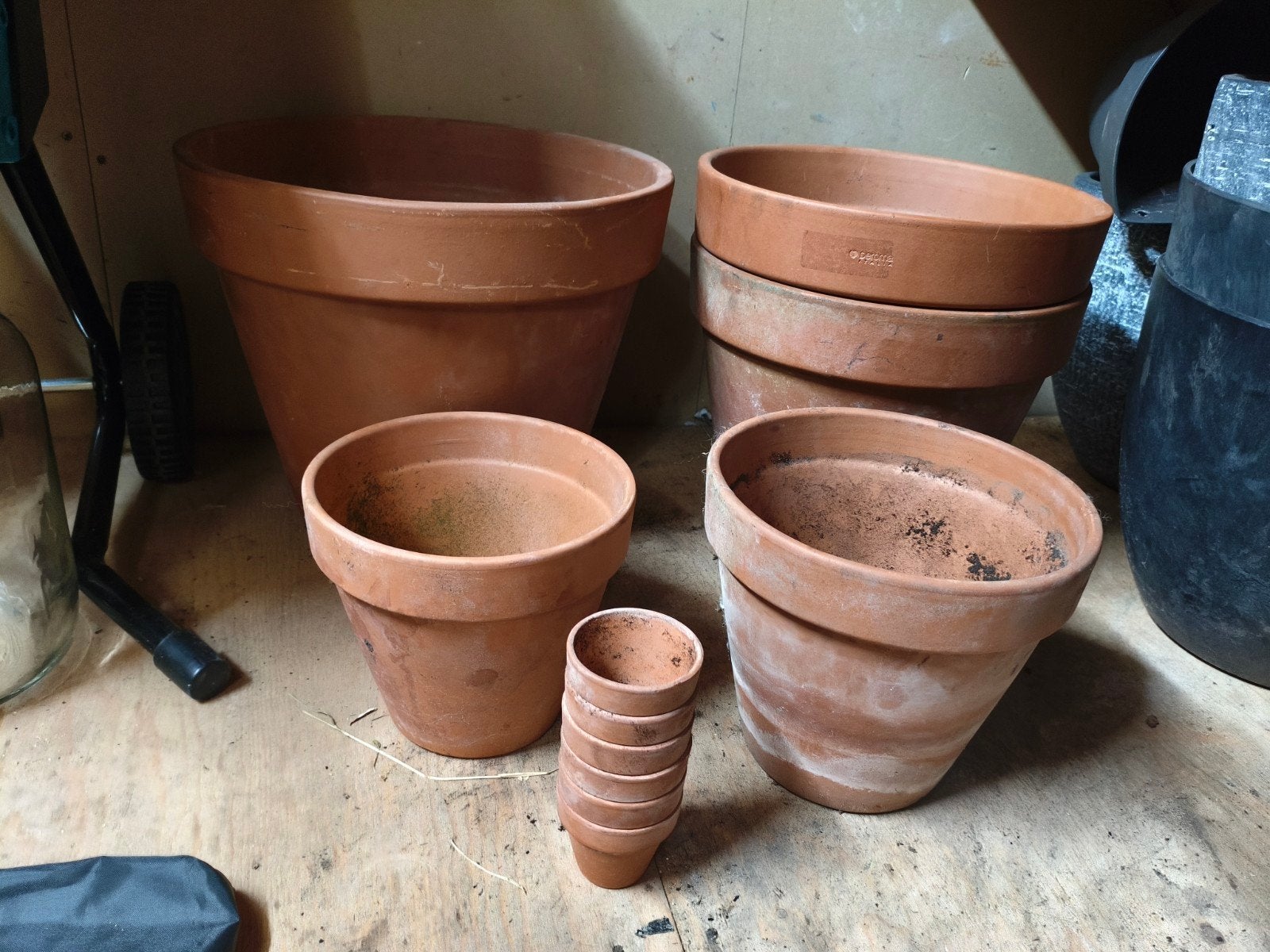 Diverse terracotta bloempotten en schalen, Ophalen, Gebruikt, 40 cm of meer, Minder dan 40 cm