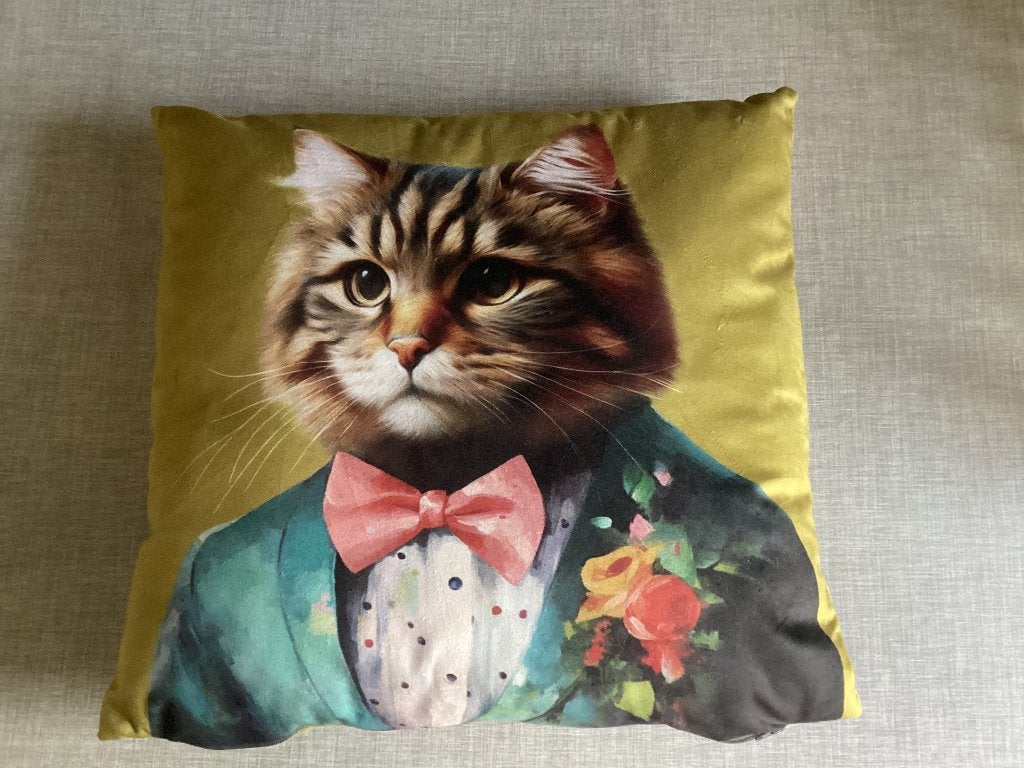 Sierkussen nieuw kat, Huis en Inrichting, Woonaccessoires | Kussens, Inclusief binnenkussen, Meerkleurig, Vierkant, Nieuw