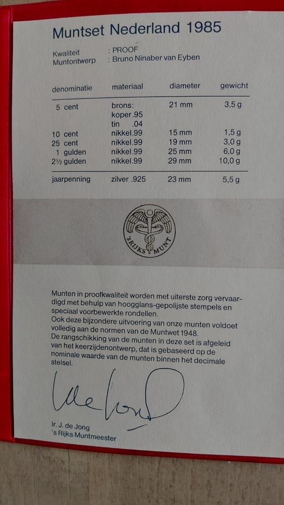 Muntset Nederland 1985 Proof Kwaliteit, Postzegels en Munten, Setje, Koningin Beatrix, Zilver, Overige waardes