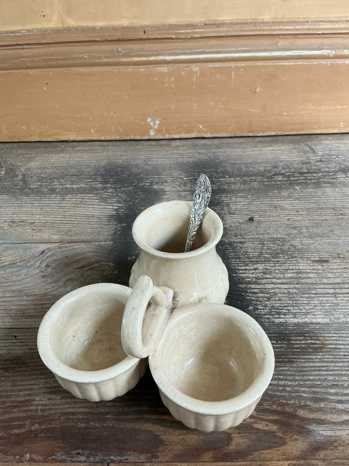 Aardewerk peper, zout en mosterdstel, Ophalen of Verzenden
