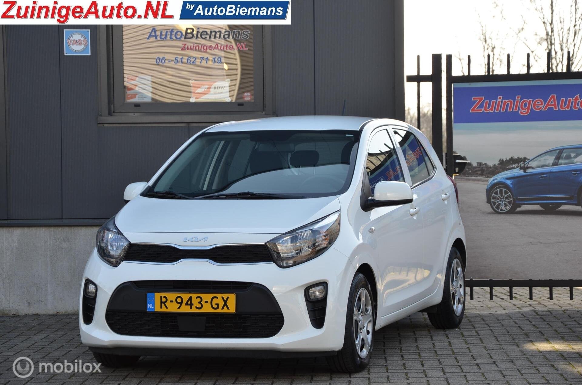 Kia Picanto 1.0i ComfortLine CruiseC. 2022 1e eign NL auto, Auto's, Stof, Gebruikt, 4 stoelen, Wit