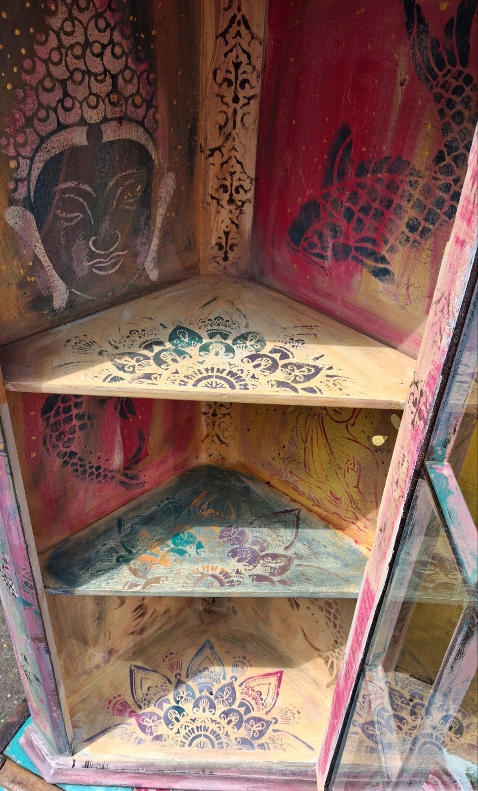 India/Ibiza/Boeddha/Hoekkastje/Vitrine/Buddha, Antiek en Kunst, Ophalen of Verzenden
