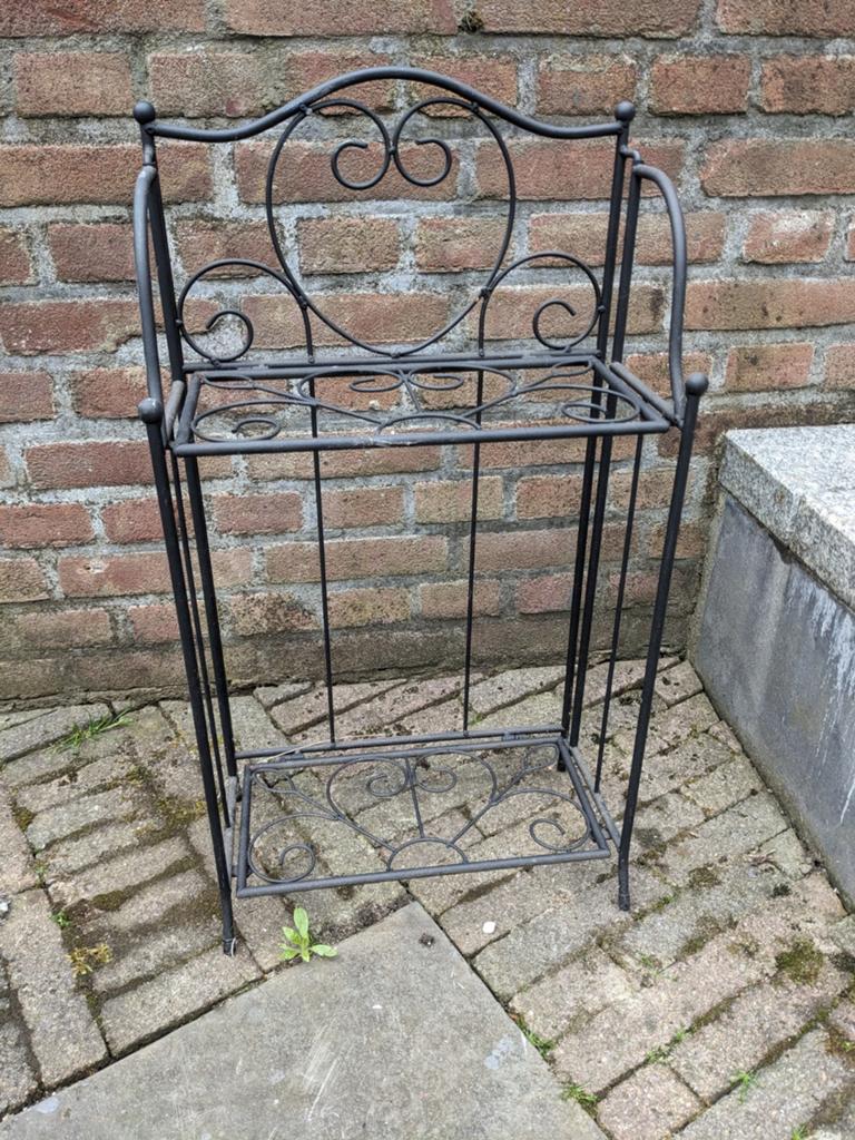 Metalen plantenrek / bloemenrek met 2 etages, Tuin en Terras, Ophalen, Gebruikt, Minder dan 60 cm, Metaal