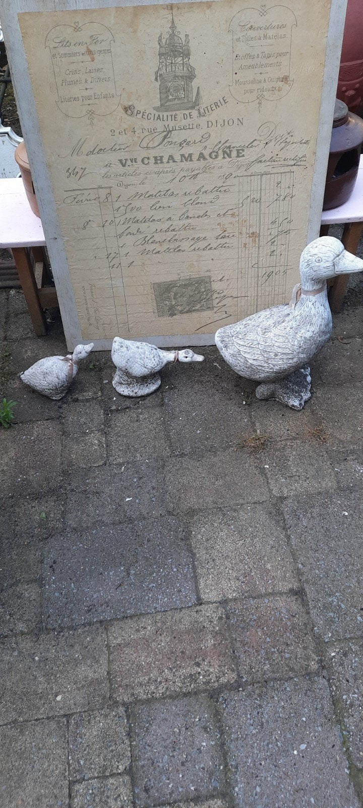 Set van 3 betonnen eenden - Tuindecoratie, Tuin en Terras, Ophalen of Verzenden, Gebruikt
