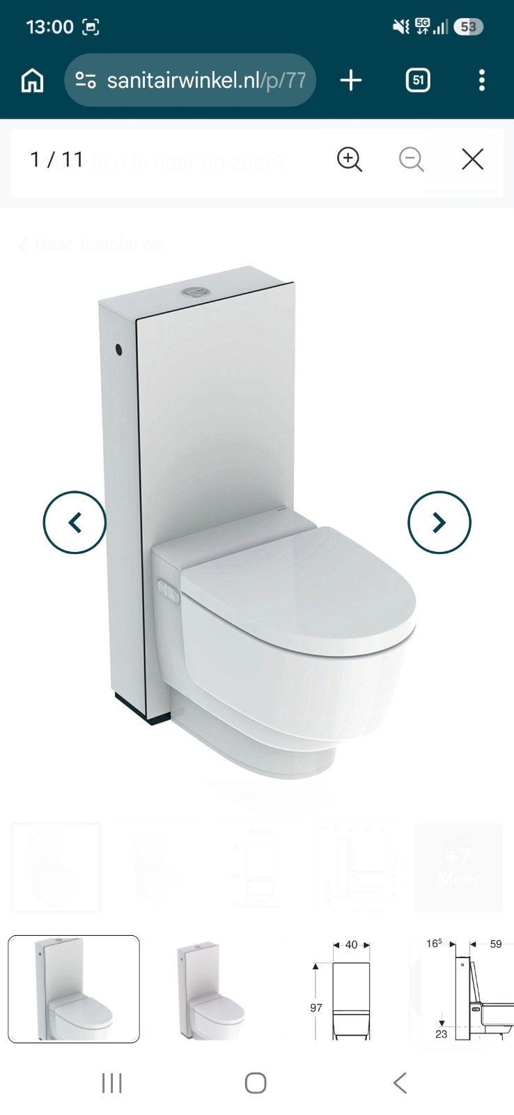 Geberit AquaClean Mera douchetoilet vrijstaand toilet - Zo g, Ophalen, Zo goed als nieuw, Toilet
