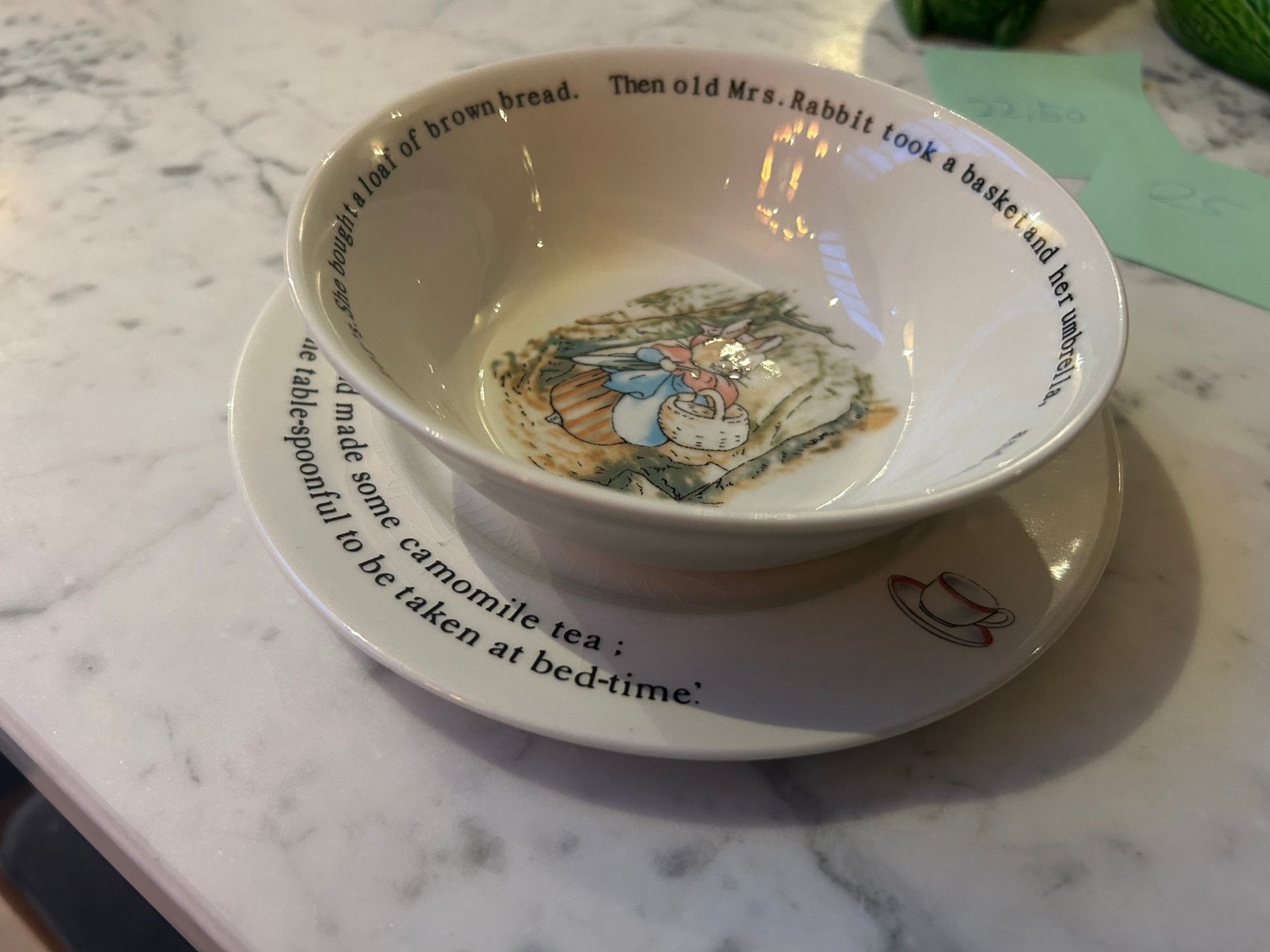 Vintage Wedgwood Peter Rabbit set bord + kom Made in England, Ophalen of Verzenden