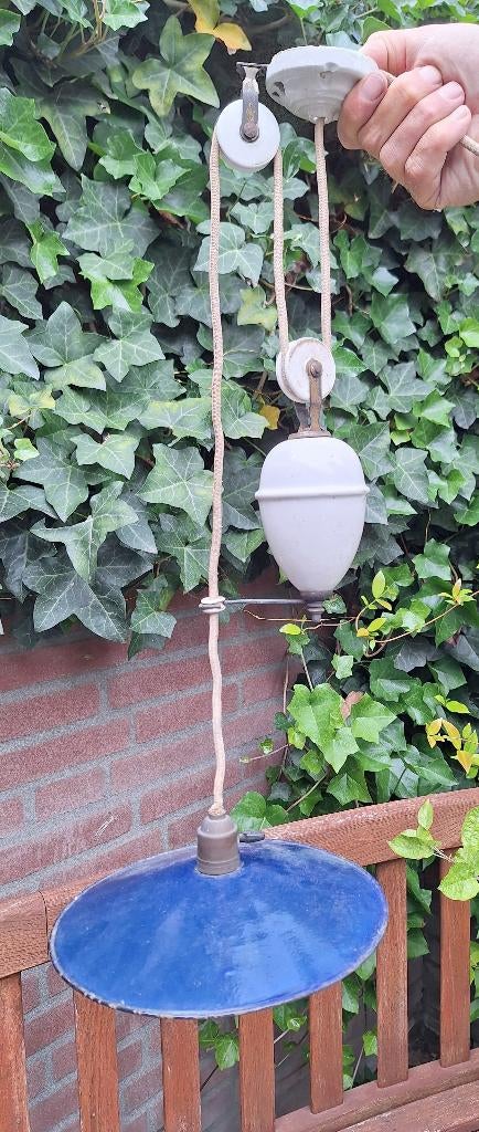 Oud emaille lampje met pendel, frankrijk, Antiek en Kunst, Ophalen of Verzenden