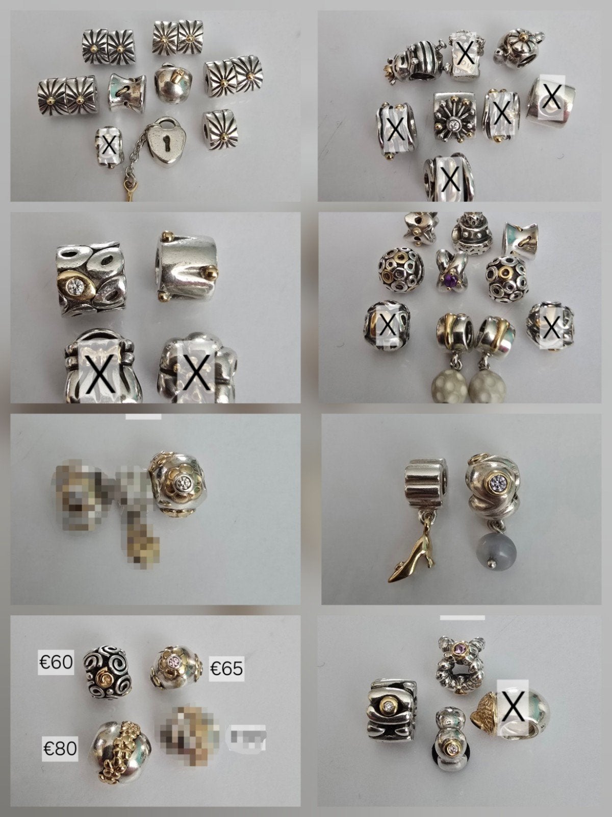 Prachtige zeldzame Pandora bedels - zilver met goud, Sieraden, Tassen en Uiterlijk, Ophalen of Verzenden, Zo goed als nieuw, Zilver