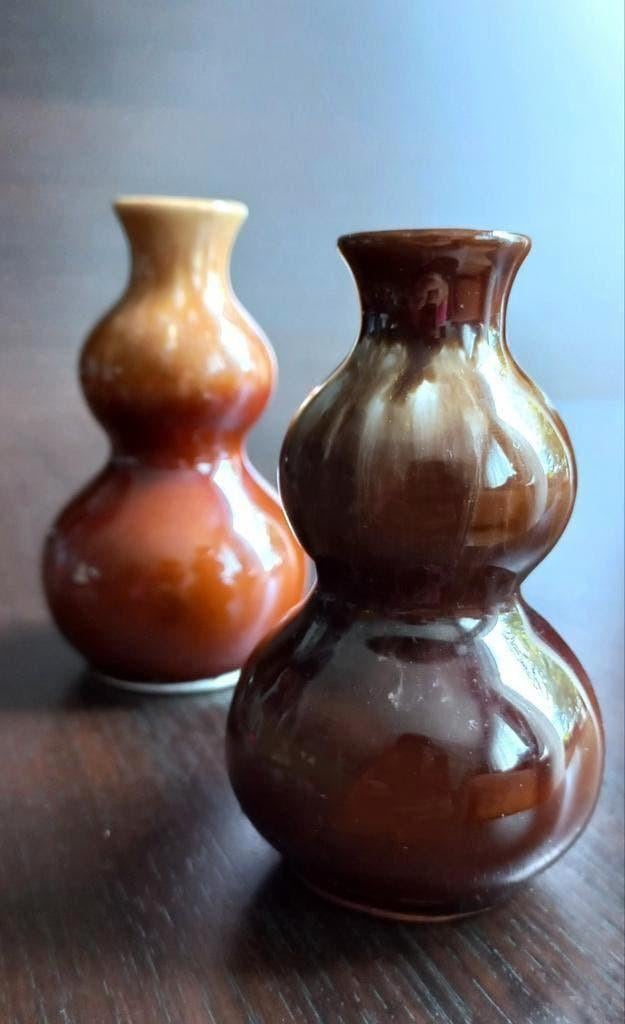 Antiek Set twee Chinese porseleinen kalebasvaas Oxblood Red, Ophalen of Verzenden