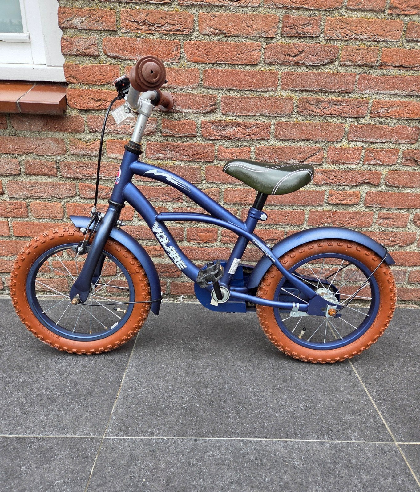 Volare Kinderfiets 14 inch - Blauw met zijwieltjes, Fietsen en Brommers, Fietsen | Kinderfietsjes, Terugtraprem, Zijwieltjes, Volare