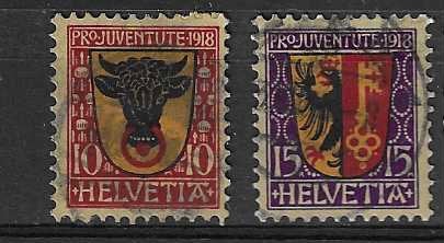 Zwitserland klassiek Mi. 143/144 1918, Ophalen of Verzenden