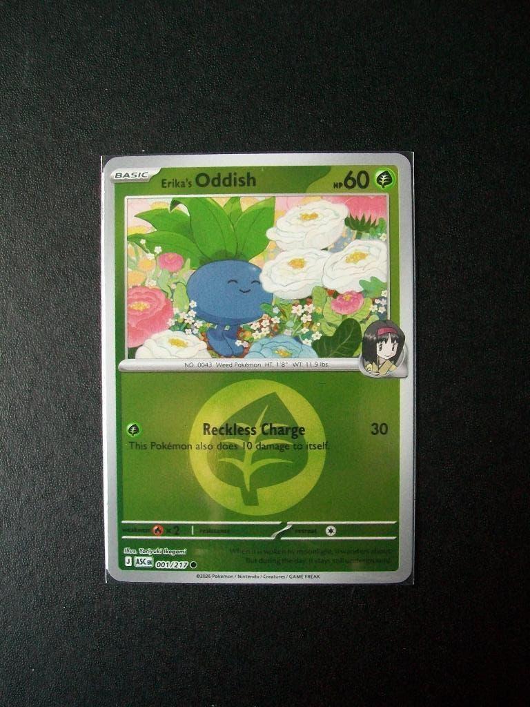 2125. Nieuwe Pokemon Kaart holofoil Erika's ODDISH (001/217), Verzenden, Nieuw, Losse kaart, Foil