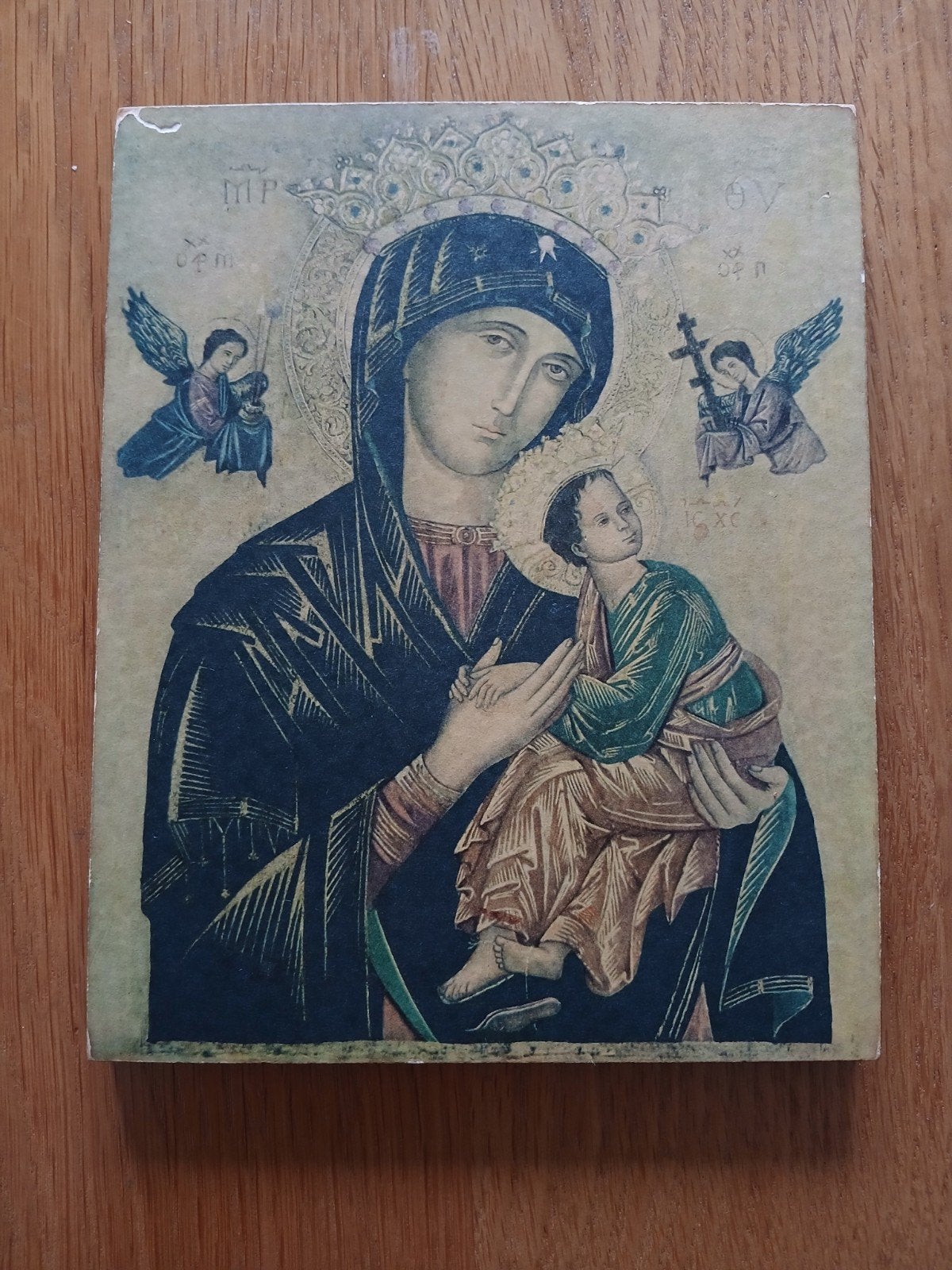 Houten Icoon Maria met Kind., Antiek en Kunst, Ophalen of Verzenden