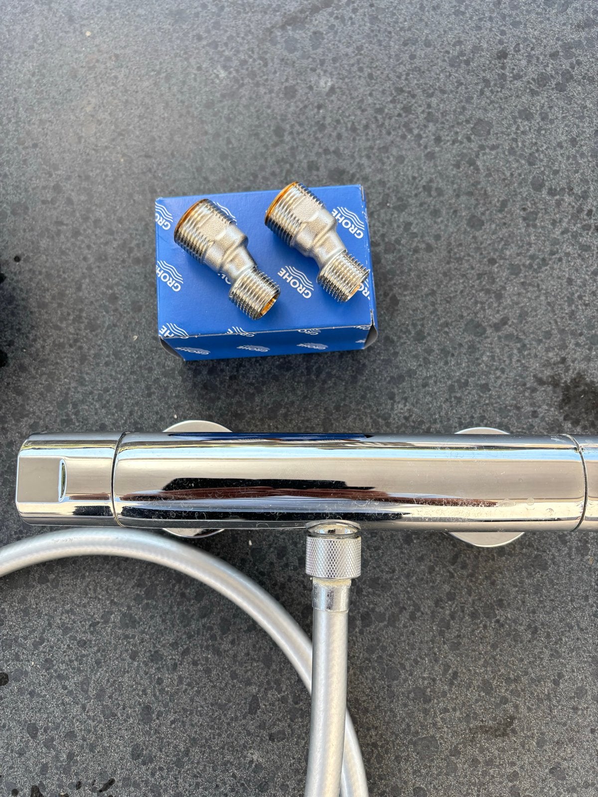 Grohe doucheset met thermostaatkraan en glijstang, Ophalen, Zo goed als nieuw, Chroom, Douche