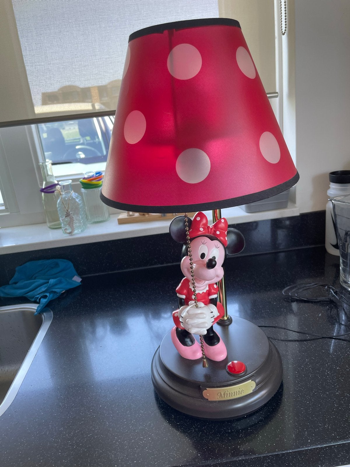 Disney Minnie Mouse Tafellamp - Rood met Witte Stippen, Ophalen, Zo goed als nieuw
