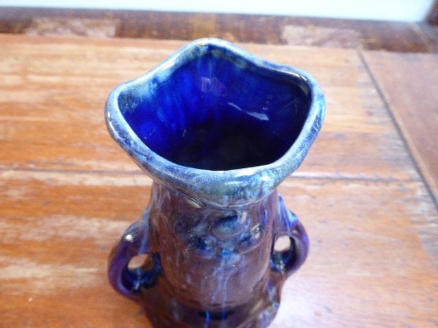 Art nouveau keramiek vaas met druipglazuur., Ophalen of Verzenden