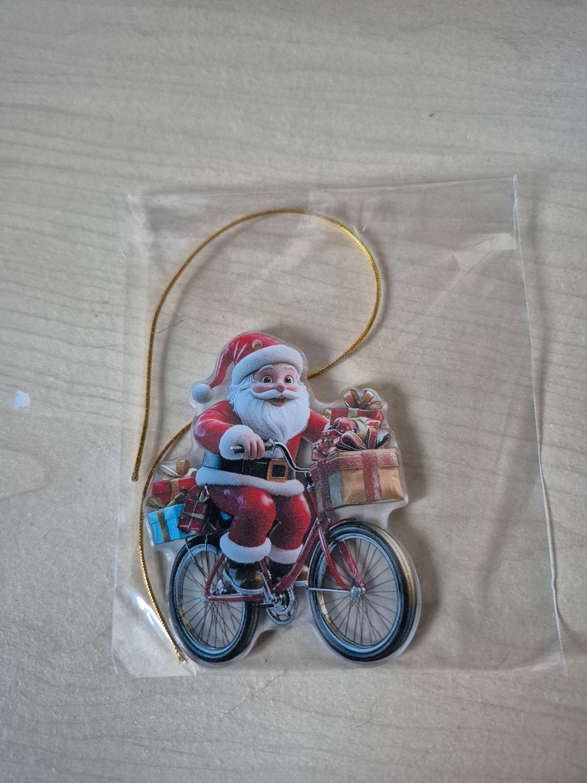 Nieuwe kerstman op de fiets ornament kerst hanger kerstboom, Ophalen of Verzenden