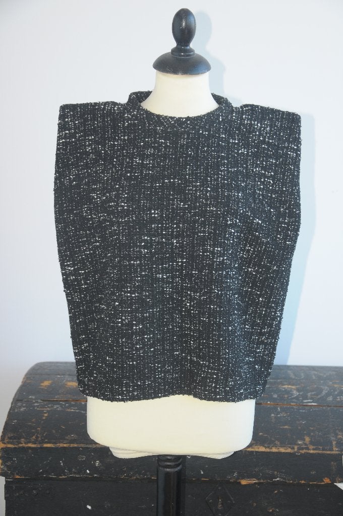 NIEUW!! Mooie zwart gemêleerde top / spencer van H&M, mt. M!, Maat 38/40 (M), H&M, Zwart, Nieuw