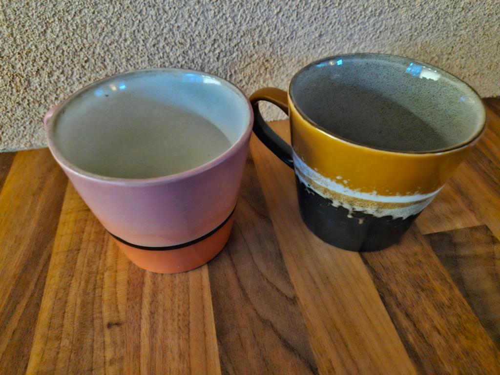 HKliving 70s Keramiek Cappuccino Mokken Set van 4, Ophalen, Overige typen, Nieuw, Steen/keramiek