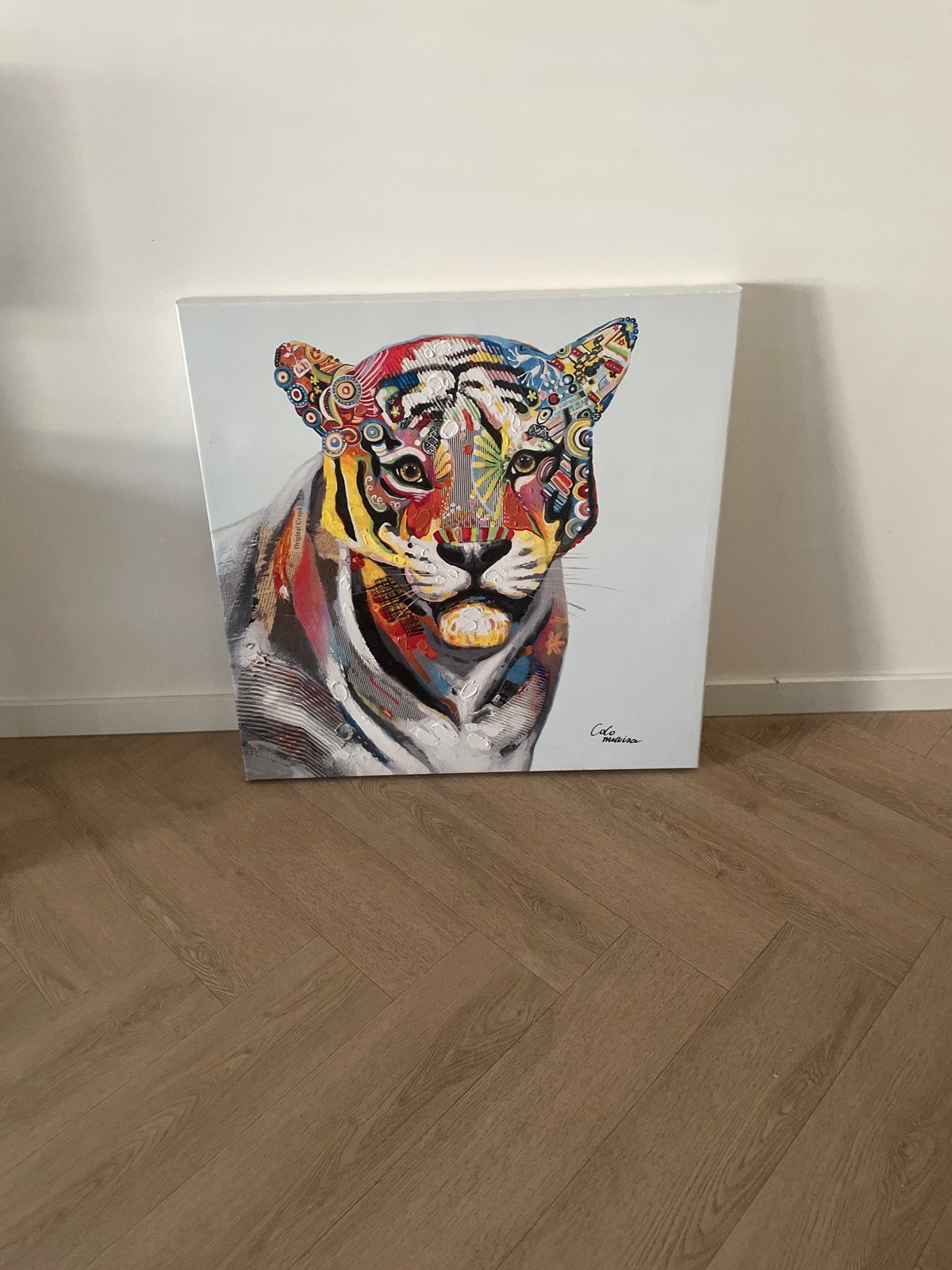 Kleurrijk Tijger Schilderij - Modern Kunstwerk, Ophalen, Acrylverf, Dieren, Gesigneerd
