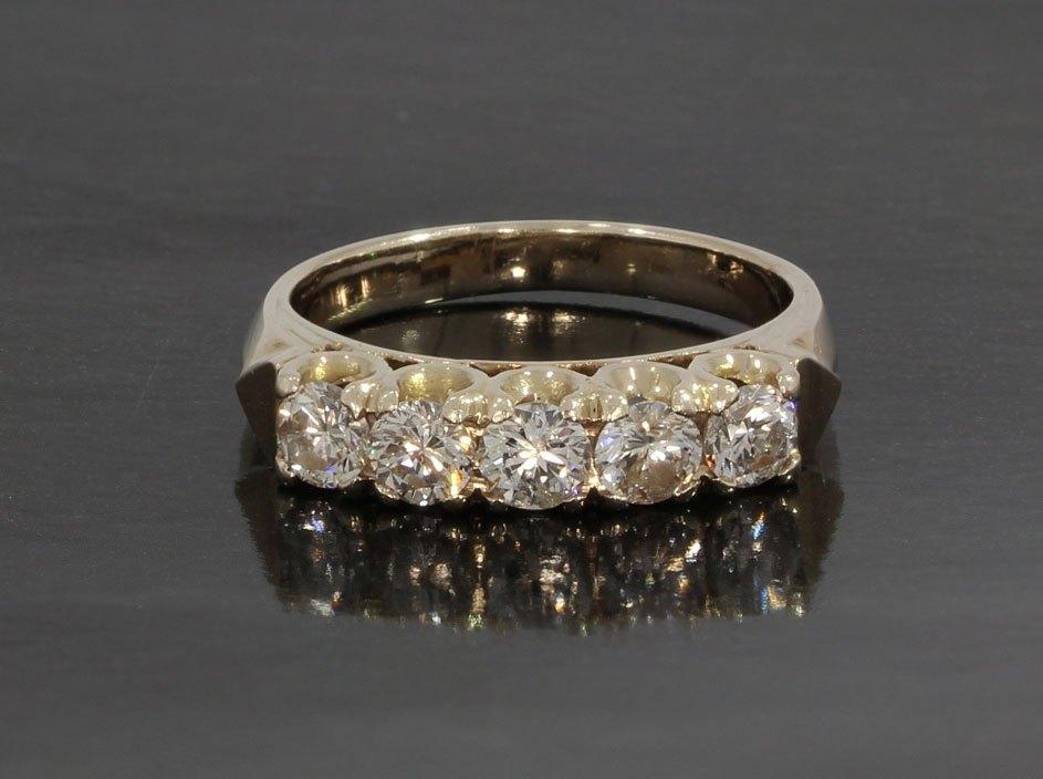 5 grote diamanten 14k gouden rij ring alliance briljant, Voordeelsieraden, Verzenden, Met edelsteen, Dame