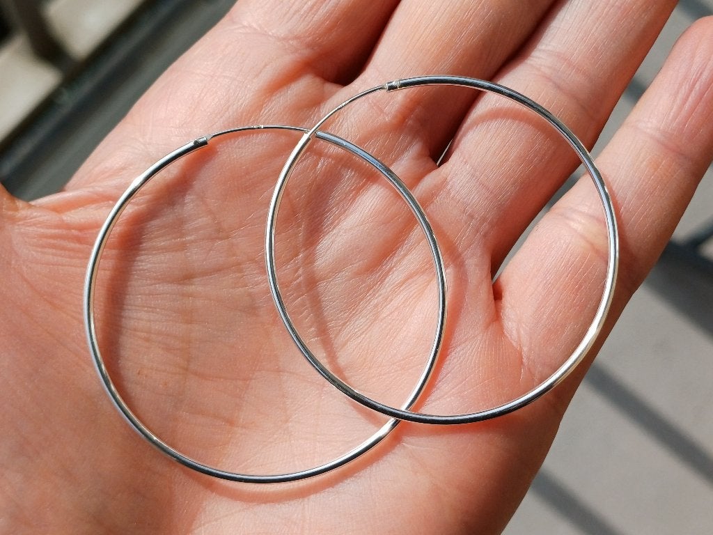 Vanoli 925 zilveren creolen oorbellen hoops 5 cm, Hangers, Vanoli, Amsterdam, Nieuw