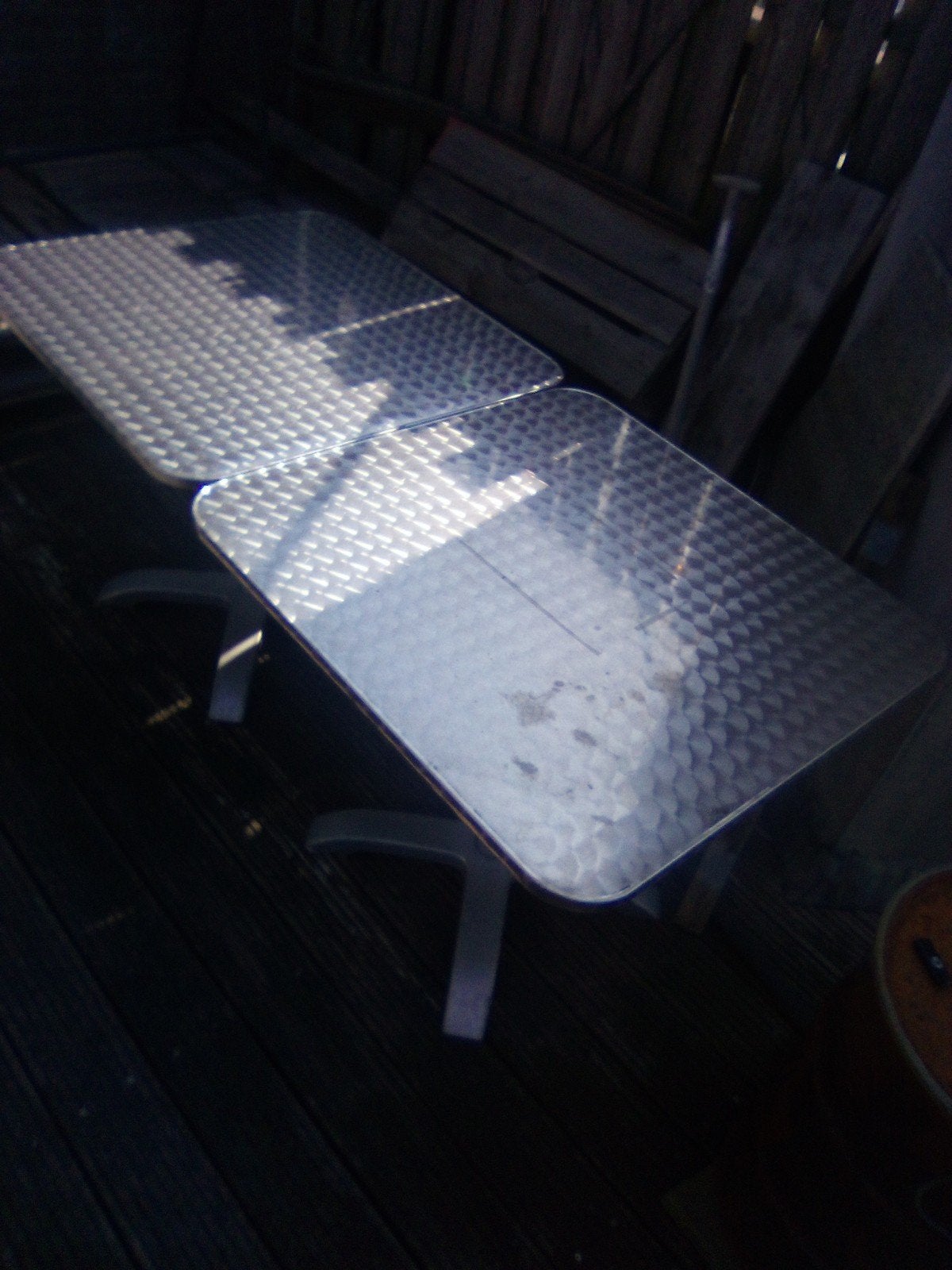 RVS terrastafels 70x70 - Set van 3, Ophalen, Gebruikt, Vierkant, Rvs