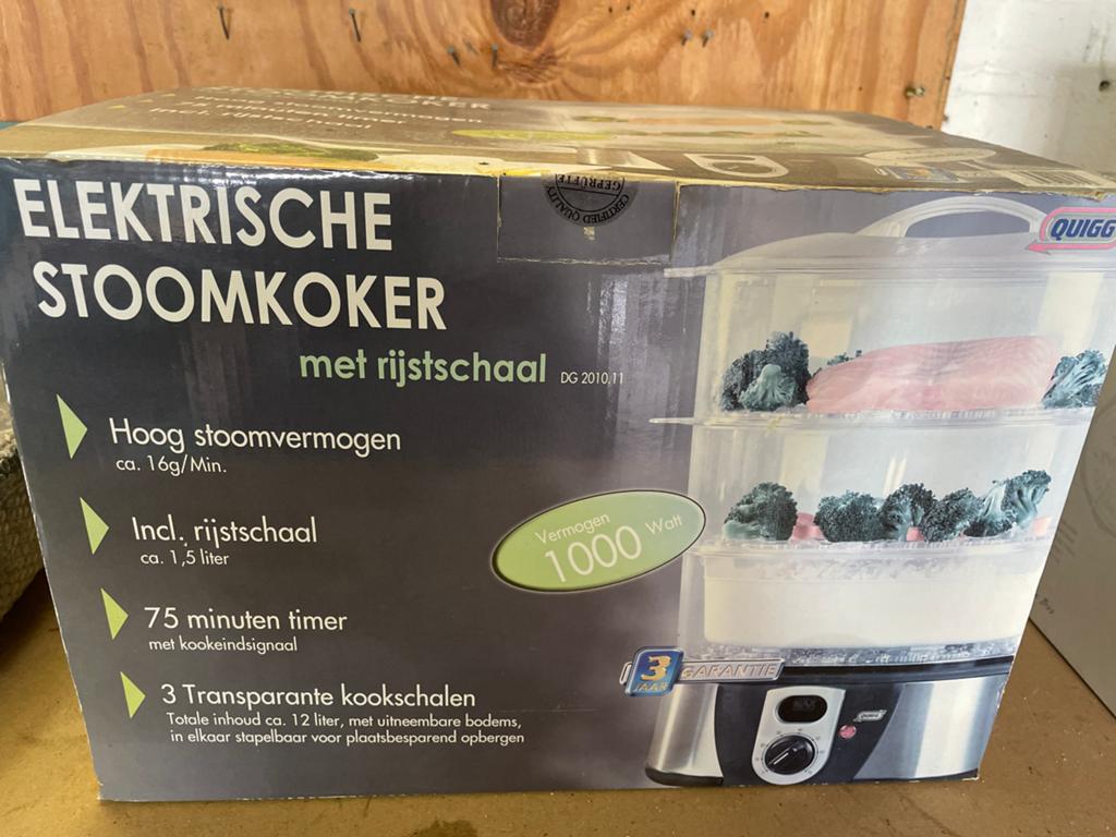 Quigg Elektrische Stoomkoker met Rijstschaal - 1000 Watt, Ophalen of Verzenden, Nieuw, Stoomreiniger