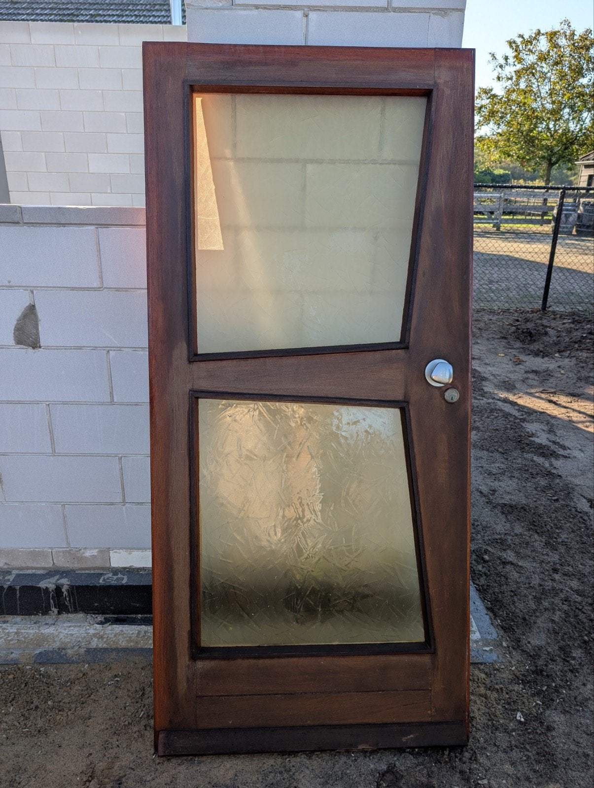 Buitendeur met glas - 201x92 cm, Ophalen, Gebruikt, 80 tot 100 cm, Buitendeur