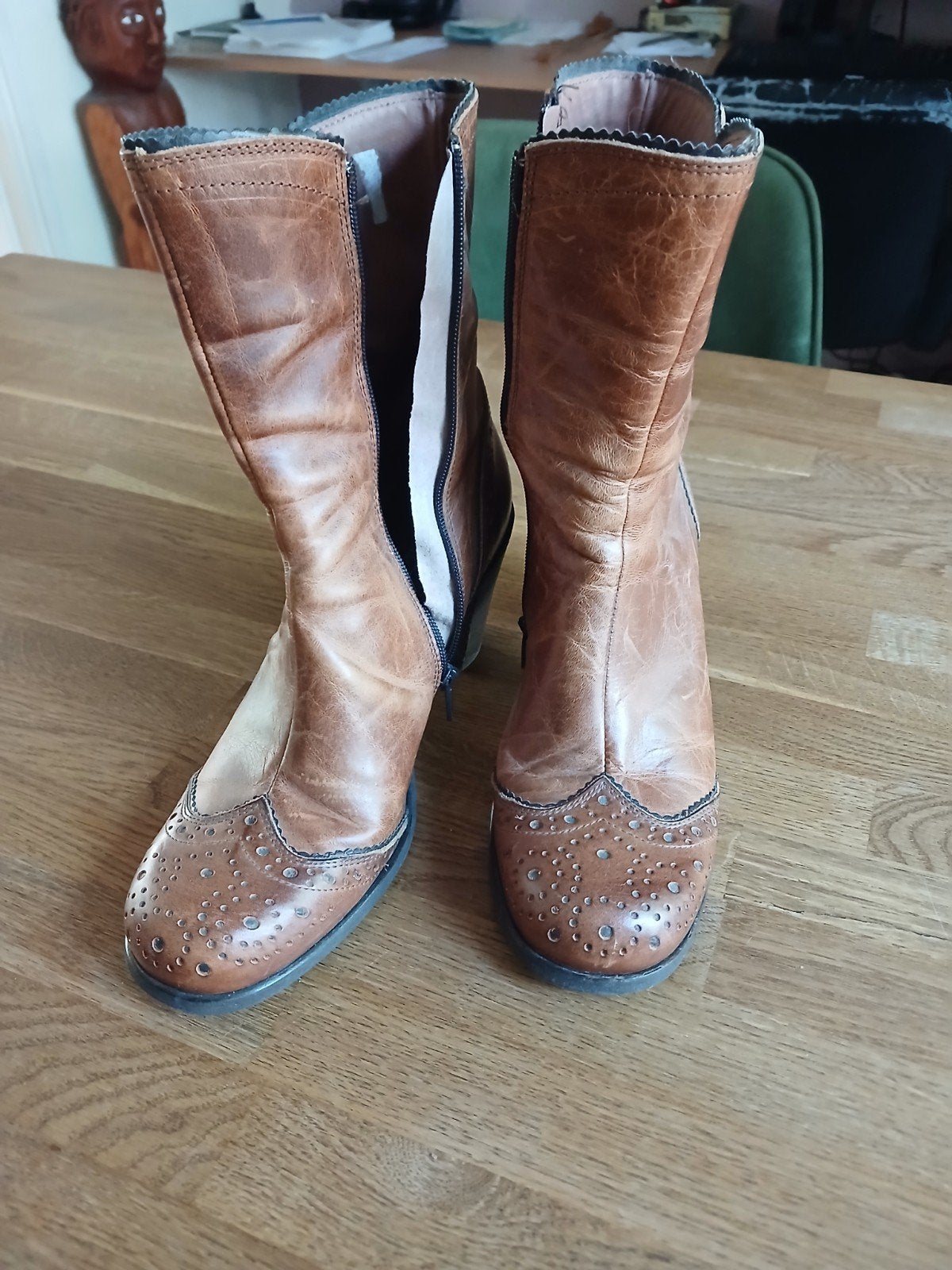 prachtige leren laarsjes, Kleding | Dames, Bruin, Lage of Enkellaarzen, Gedragen, Sascha