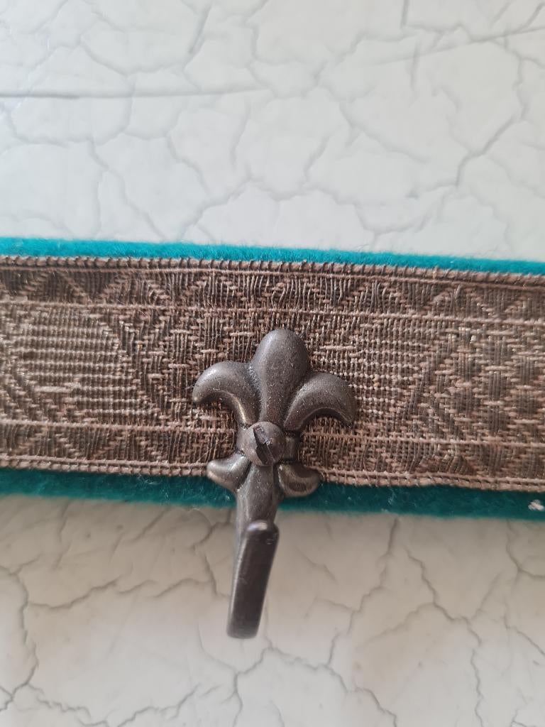 Vintage kapstokje, sierraden rekje met koperen haken, Ophalen of Verzenden