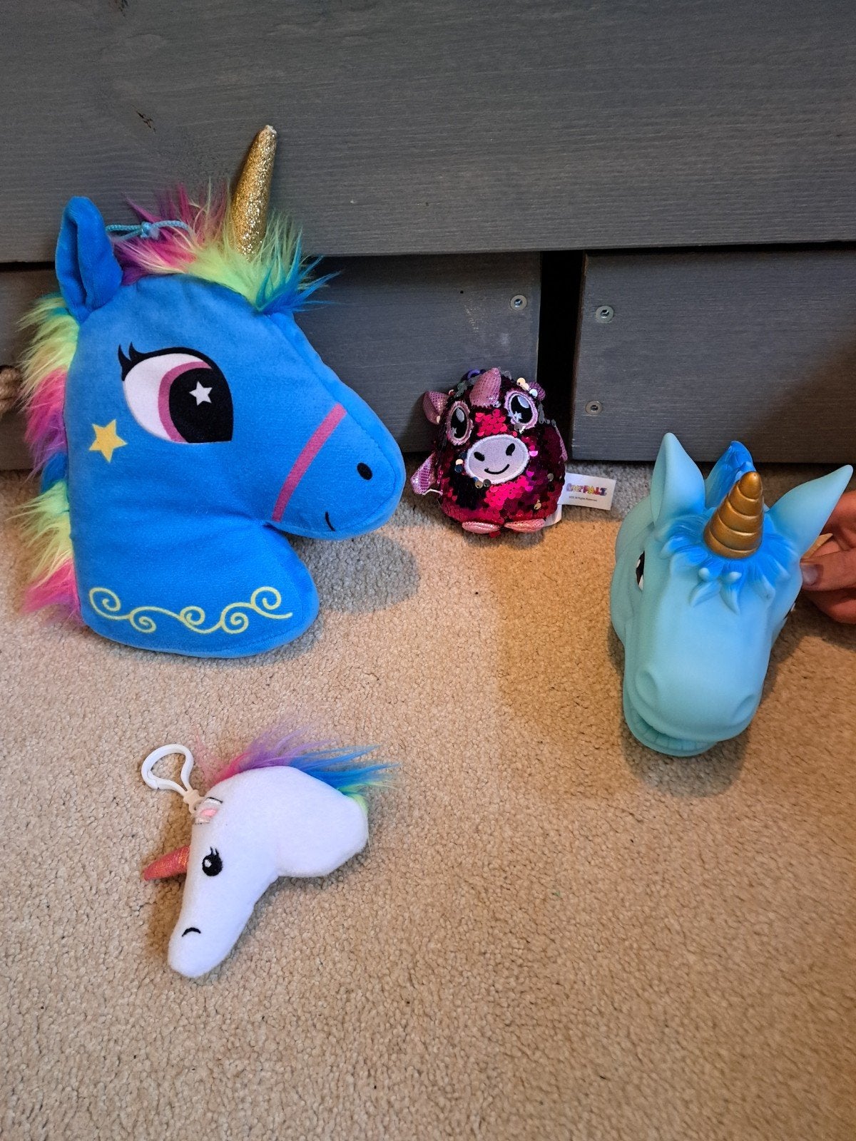 Unicorn, unicorns, knuffel, handpop, sleutelhanger, Ophalen of Verzenden, Zo goed als nieuw, Overige typen