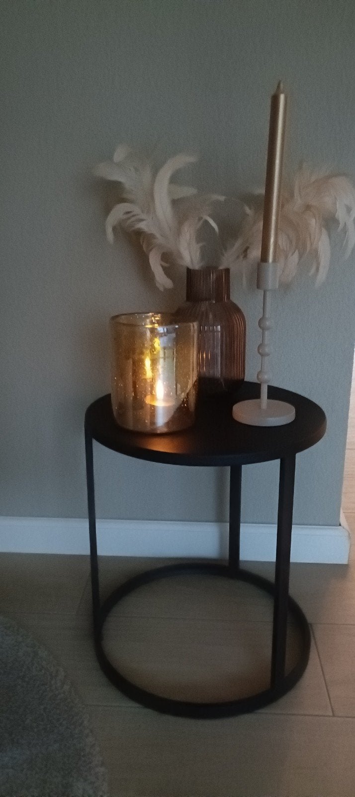 bijzettafel incl accessoires, Minder dan 55 cm, Metaal of Aluminium, Rond, Ophalen