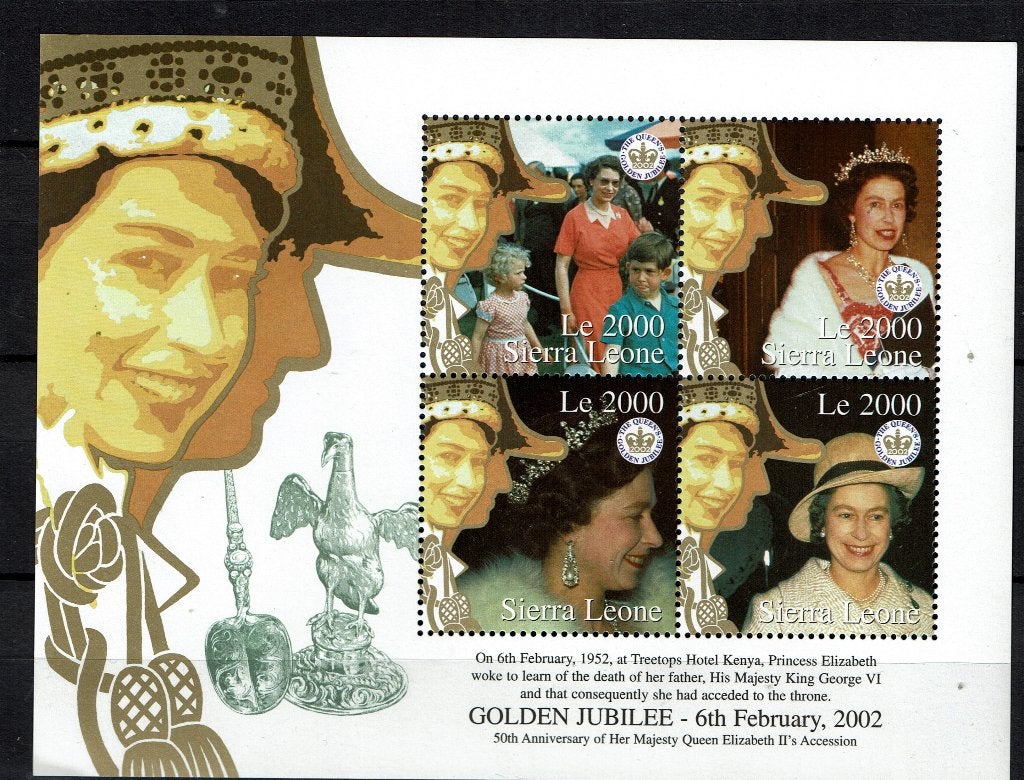 SIERRA LEONE  PF BLOK QUEEN ELIZABETH ROYALTY KONINGSHUIS, Ophalen of Verzenden, Postfris, Koningshuis