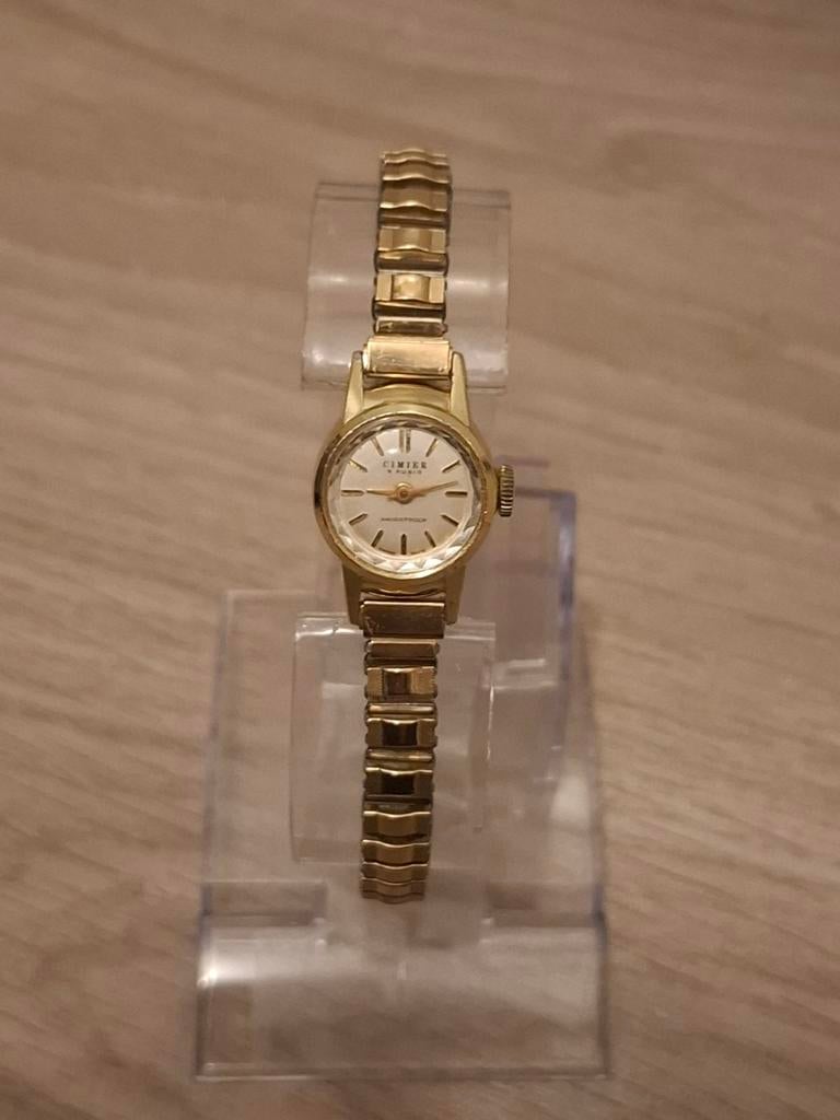 Cimier Swiss Made vintage opwind horloge, Overige merken, Staal, Staal, Polshorloge