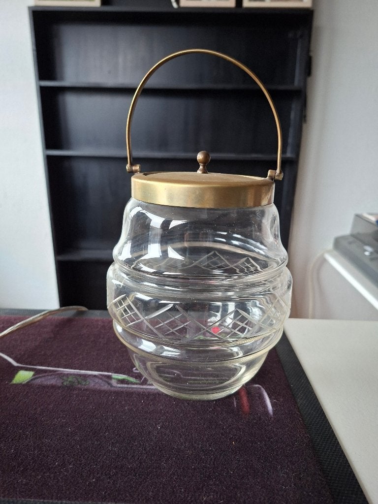 Oude glazen pot koekjespot, Ophalen of Verzenden