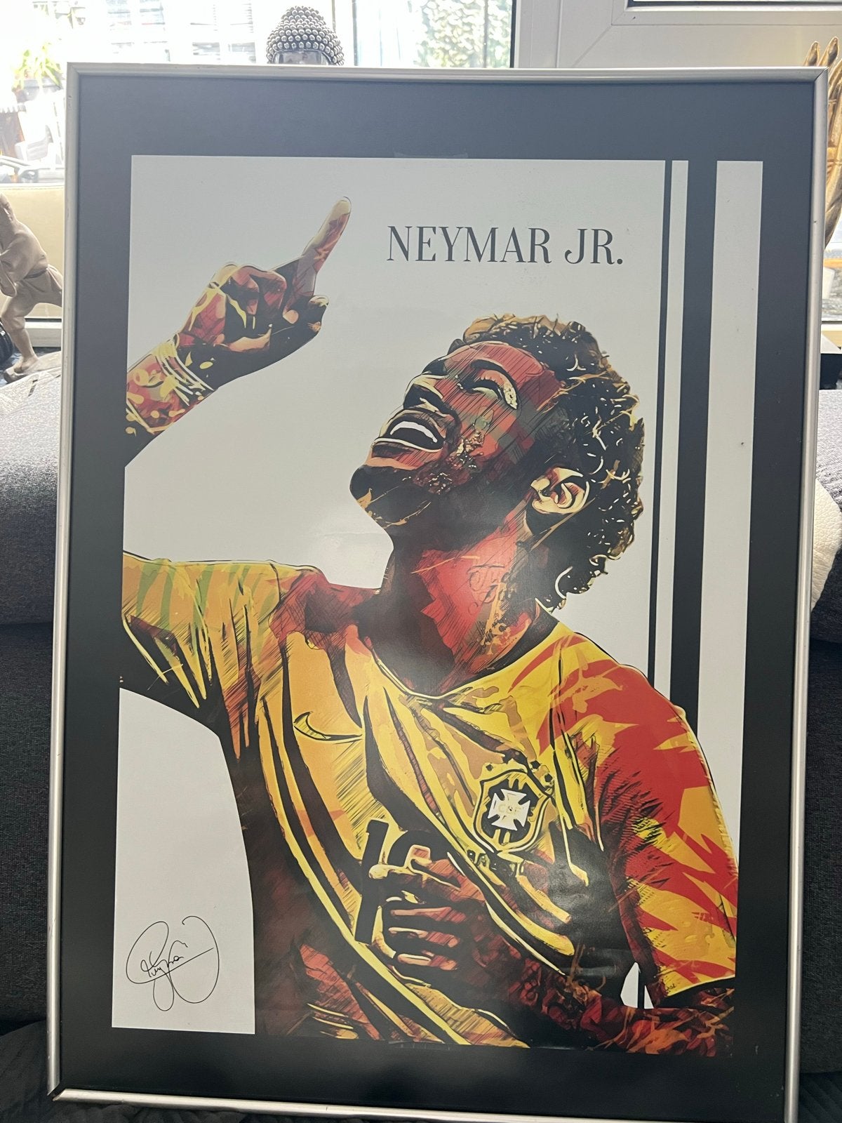 Neymar Jr. ingelijste poster - gesigneerd, 50 – 75, Minder dan 50 cm, Oorspronkelijke maker, Ophalen of Verzenden